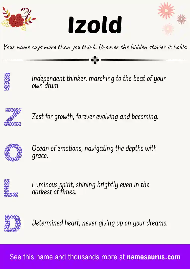 Acrostic poem about Izold.