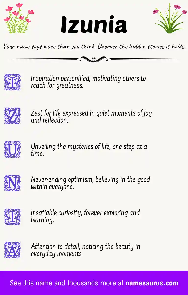 Acrostic poem about Izunia.