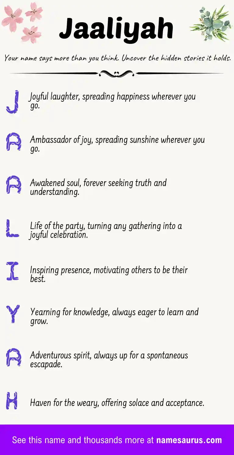 Acrostic poem about Jaaliyah.