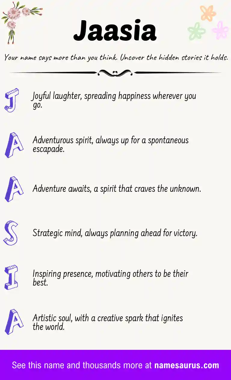 Acrostic poem about Jaasia.