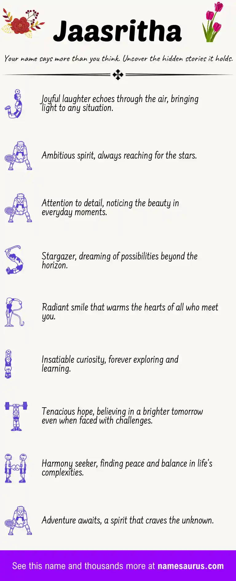 Acrostic poem about Jaasritha.