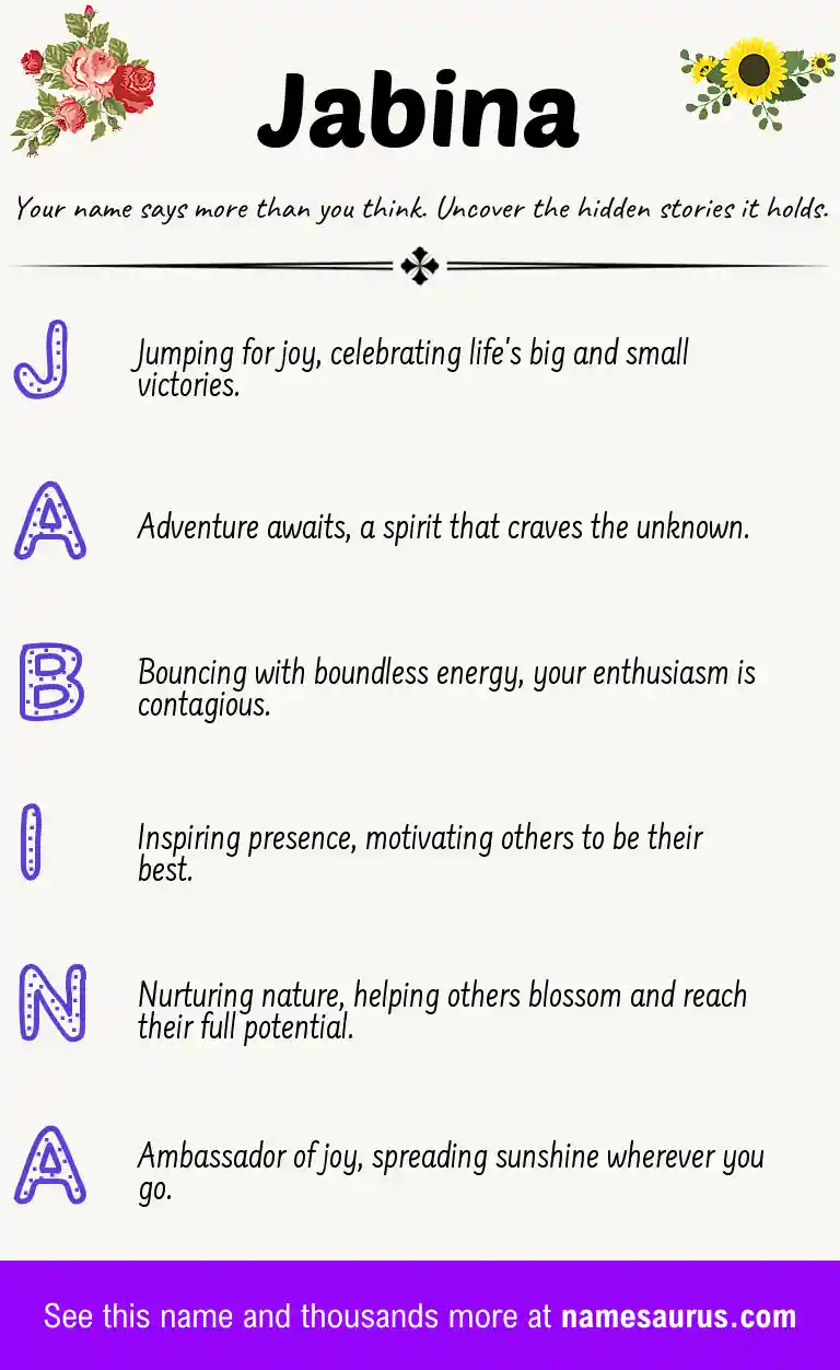 Acrostic poem about Jabina.