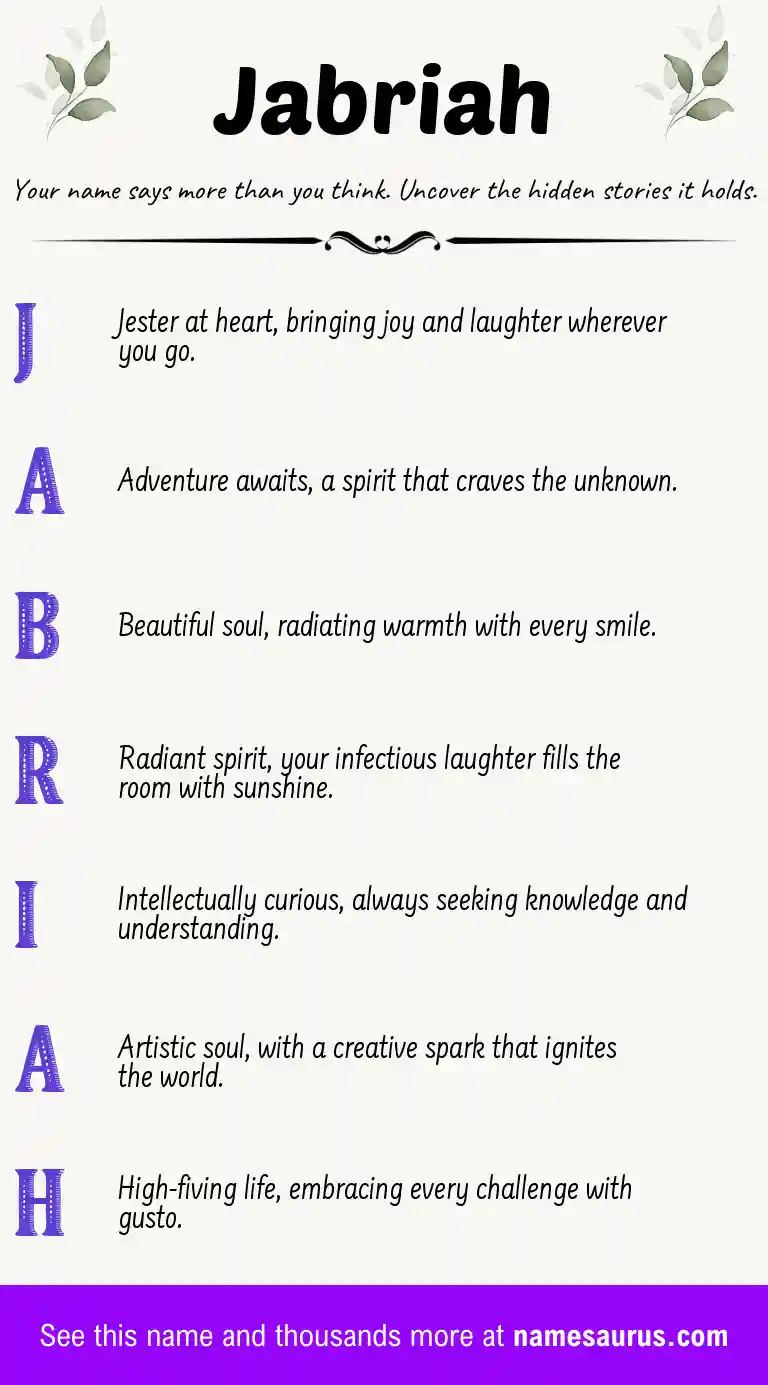 Acrostic poem about Jabriah.