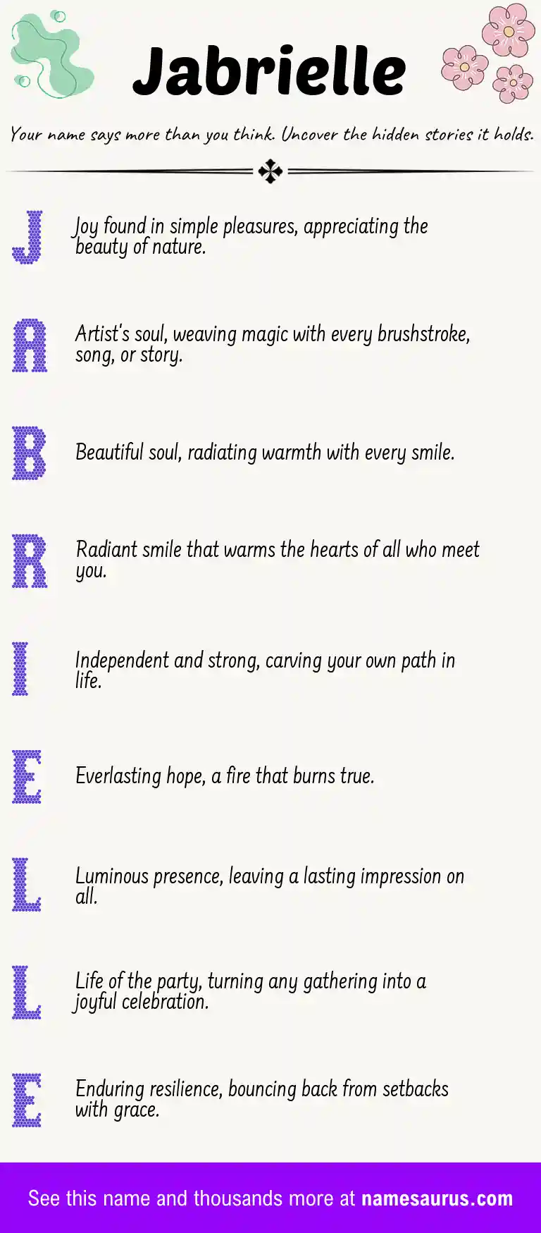 Acrostic poem about Jabrielle.