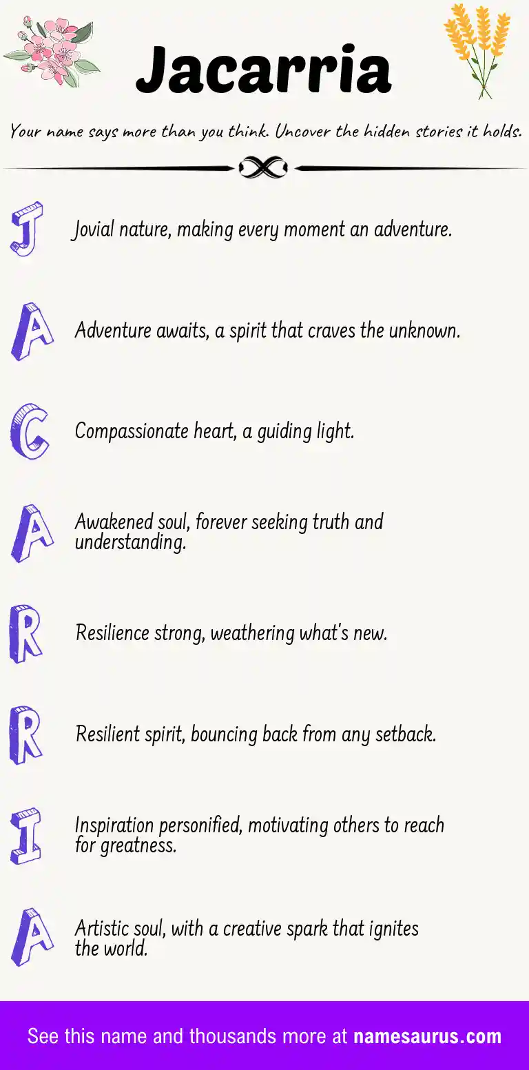Acrostic poem about Jacarria.