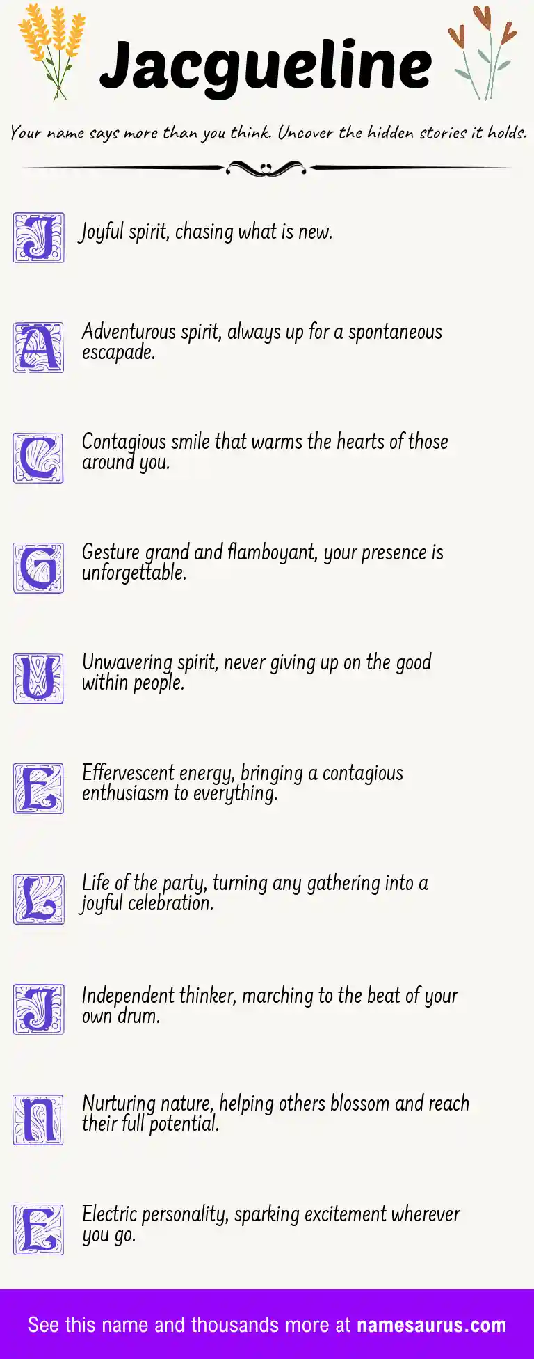 Acrostic poem about Jacgueline.