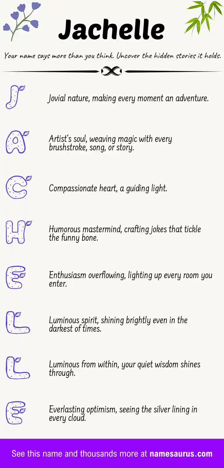 Acrostic poem about Jachelle.