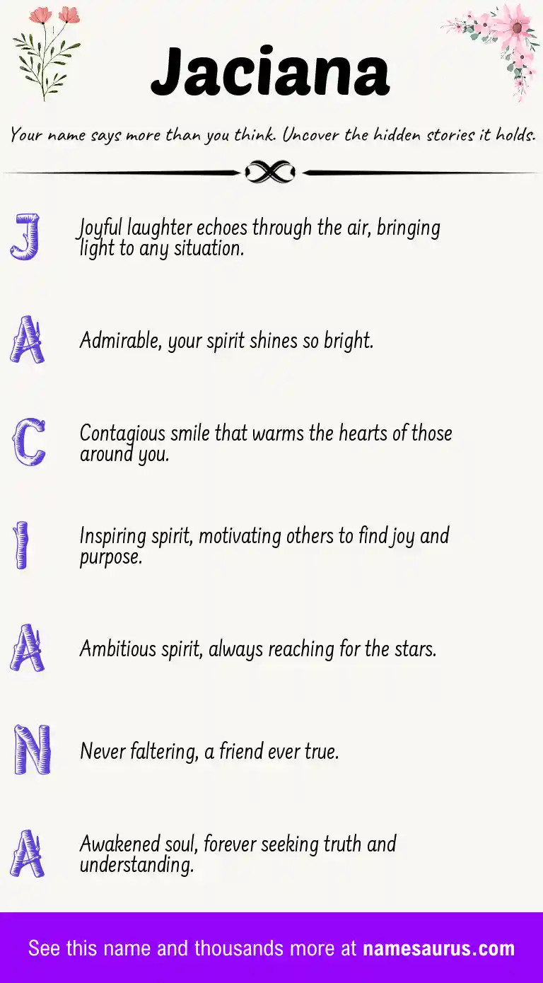 Acrostic poem about Jaciana.