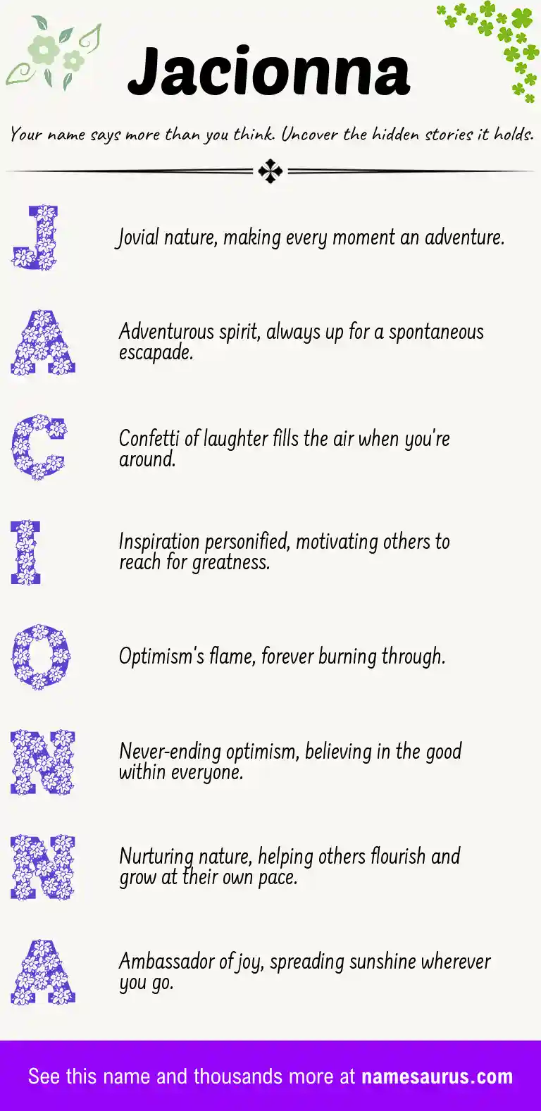 Acrostic poem about Jacionna.