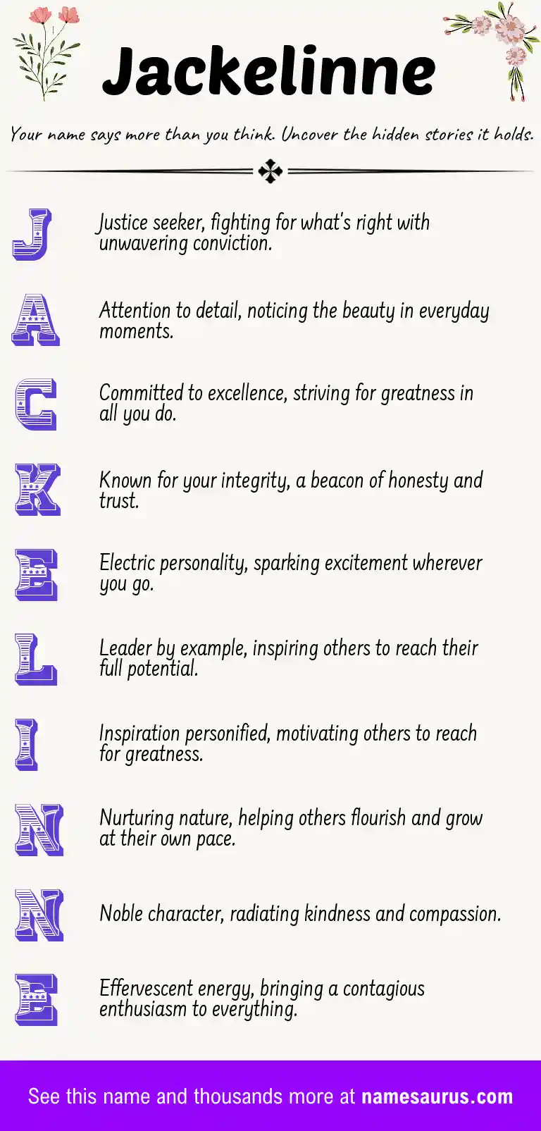 Acrostic poem about Jackelinne.