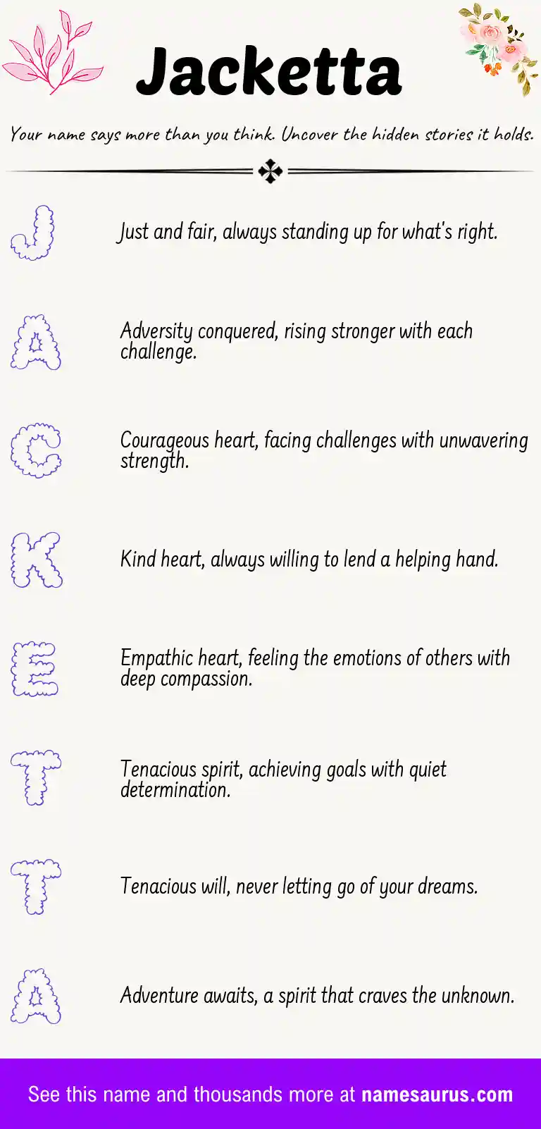 Acrostic poem about Jacketta.