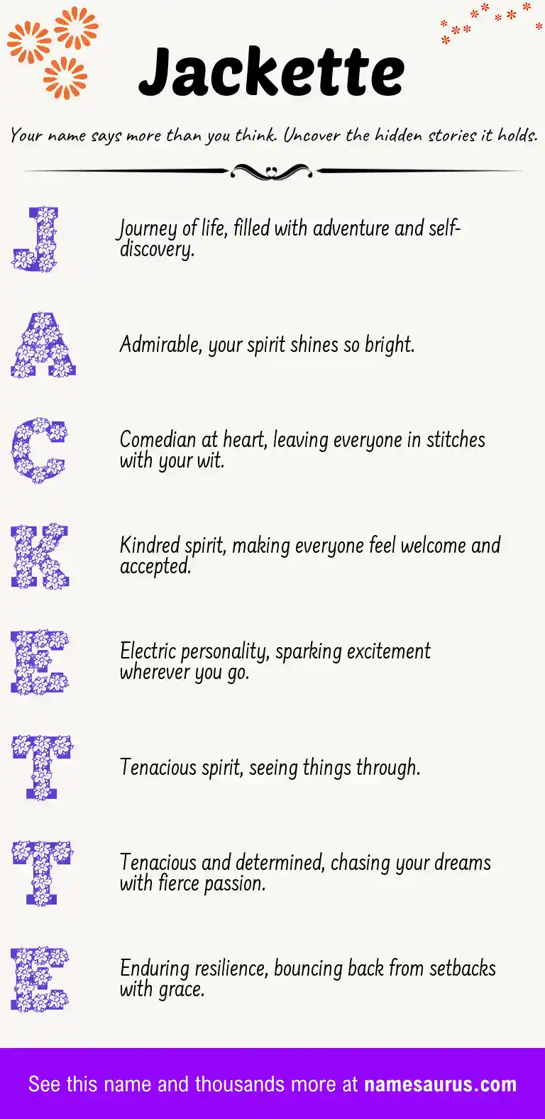 Acrostic poem about Jackette.
