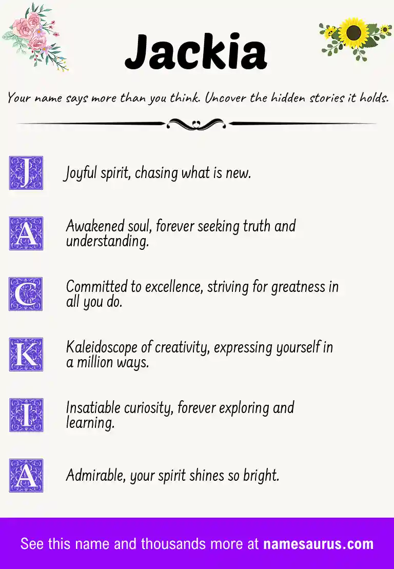 Acrostic poem about Jackia.
