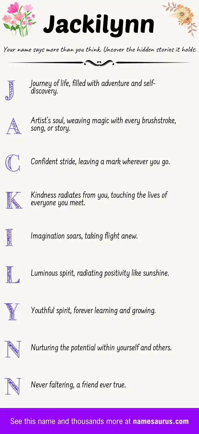 Acrostic poem about Jackilynn.