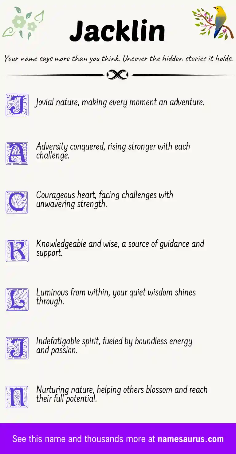 Acrostic poem about Jacklin.