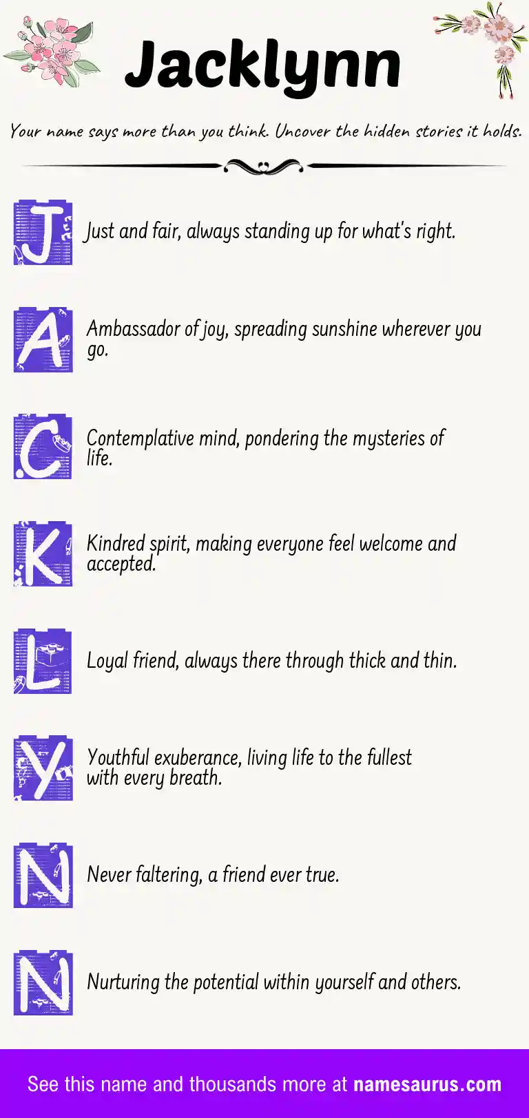 Acrostic poem about Jacklynn.