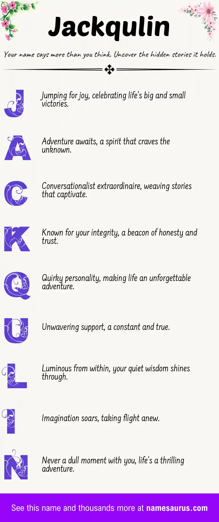 Acrostic poem about Jackqulin.