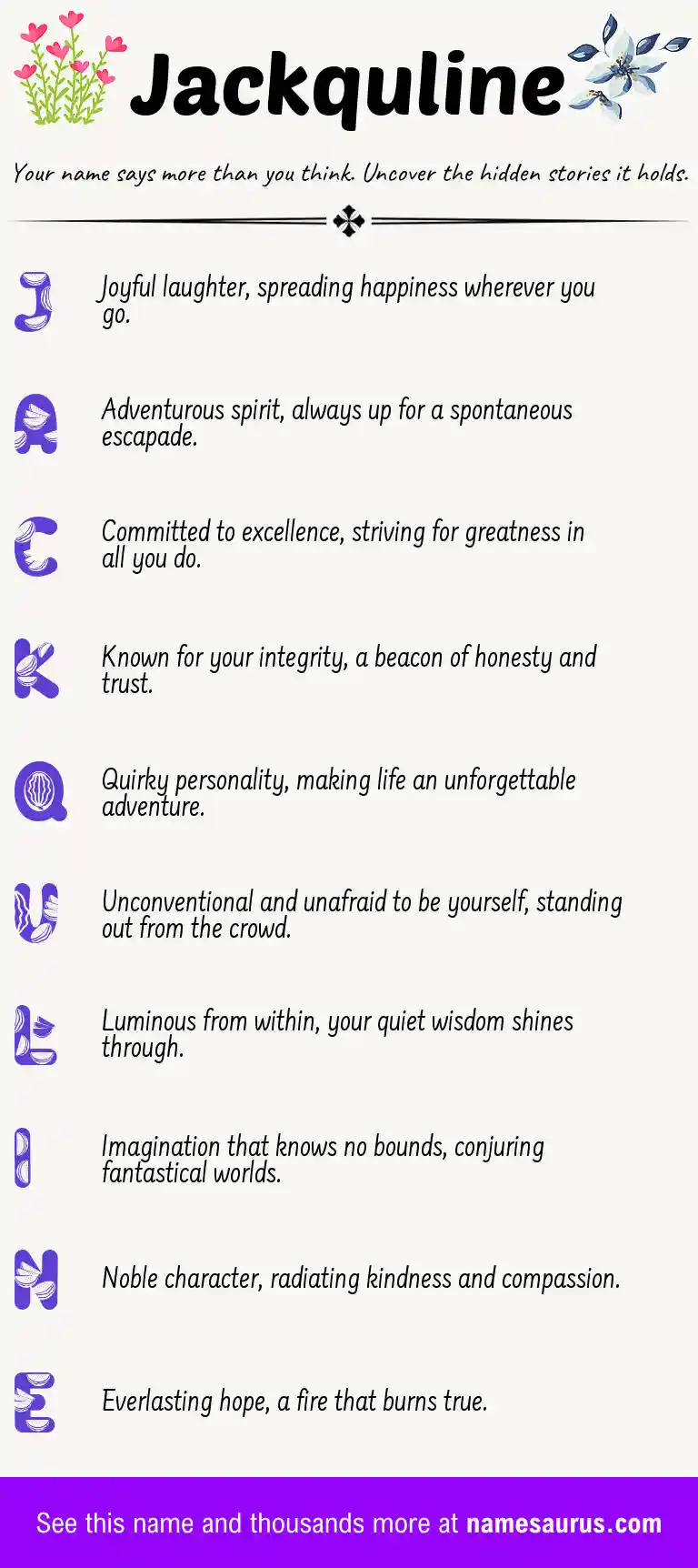 Acrostic poem about Jackquline.