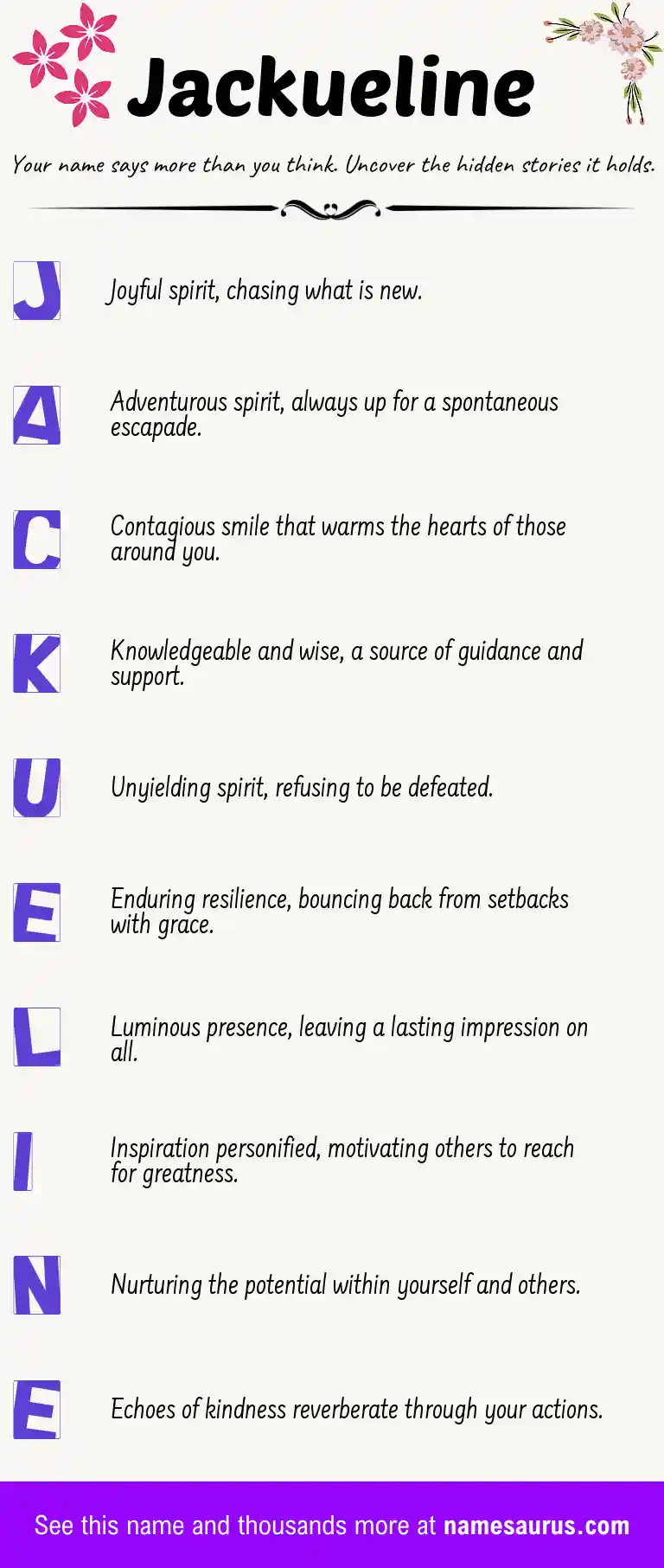 Acrostic poem about Jackueline.