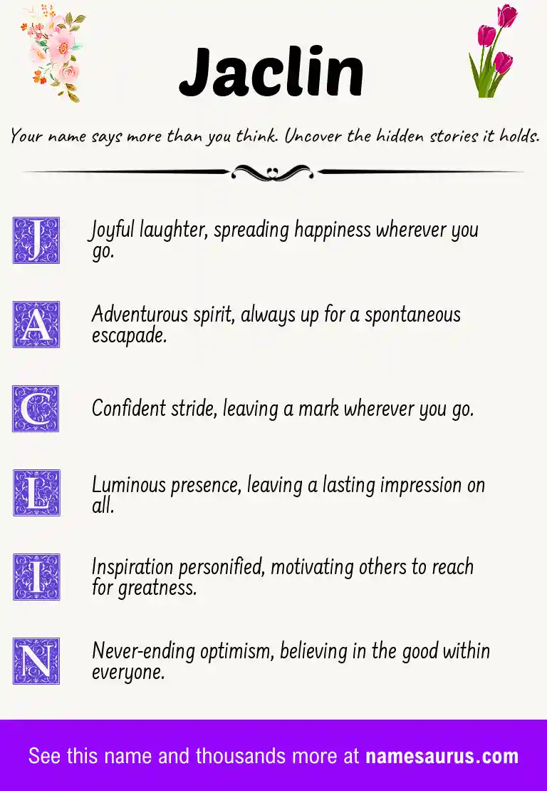 Acrostic poem about Jaclin.