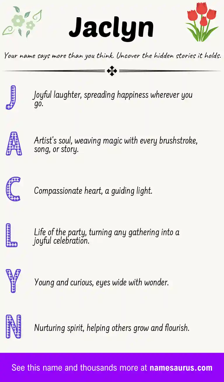 Acrostic poem about Jaclyn.