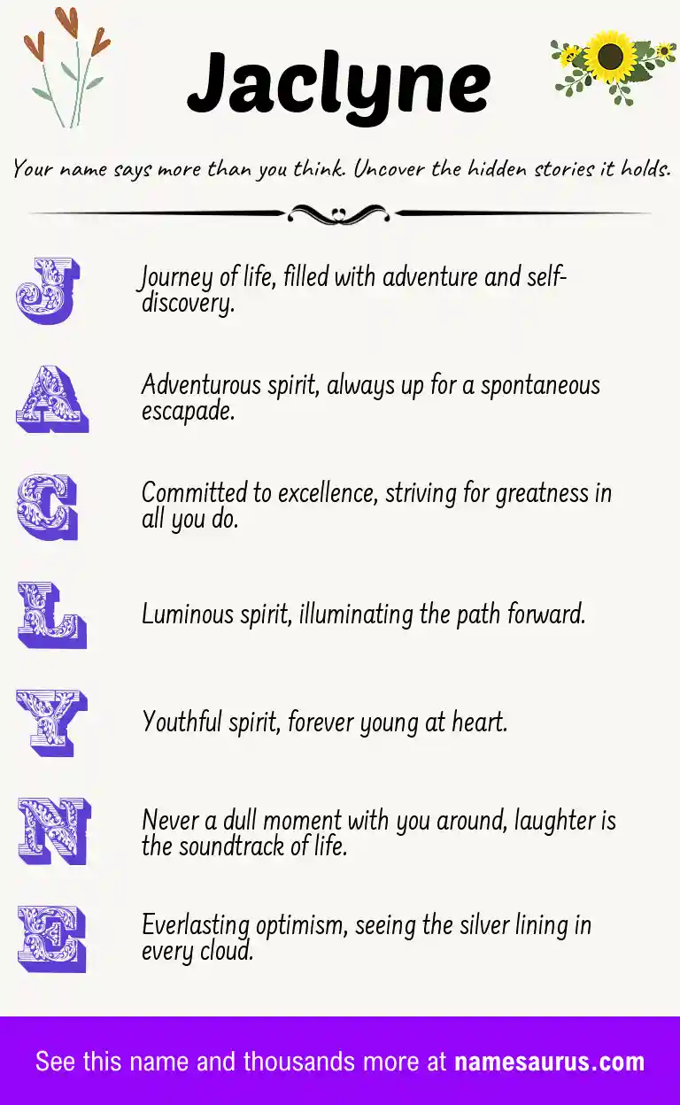 Acrostic poem about Jaclyne.