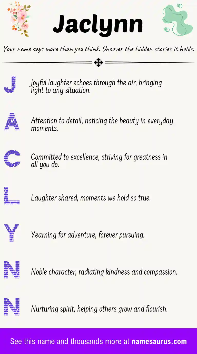 Acrostic poem about Jaclynn.