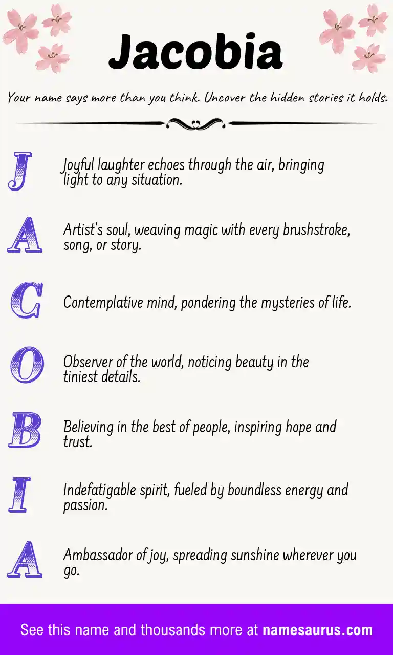 Acrostic poem about Jacobia.