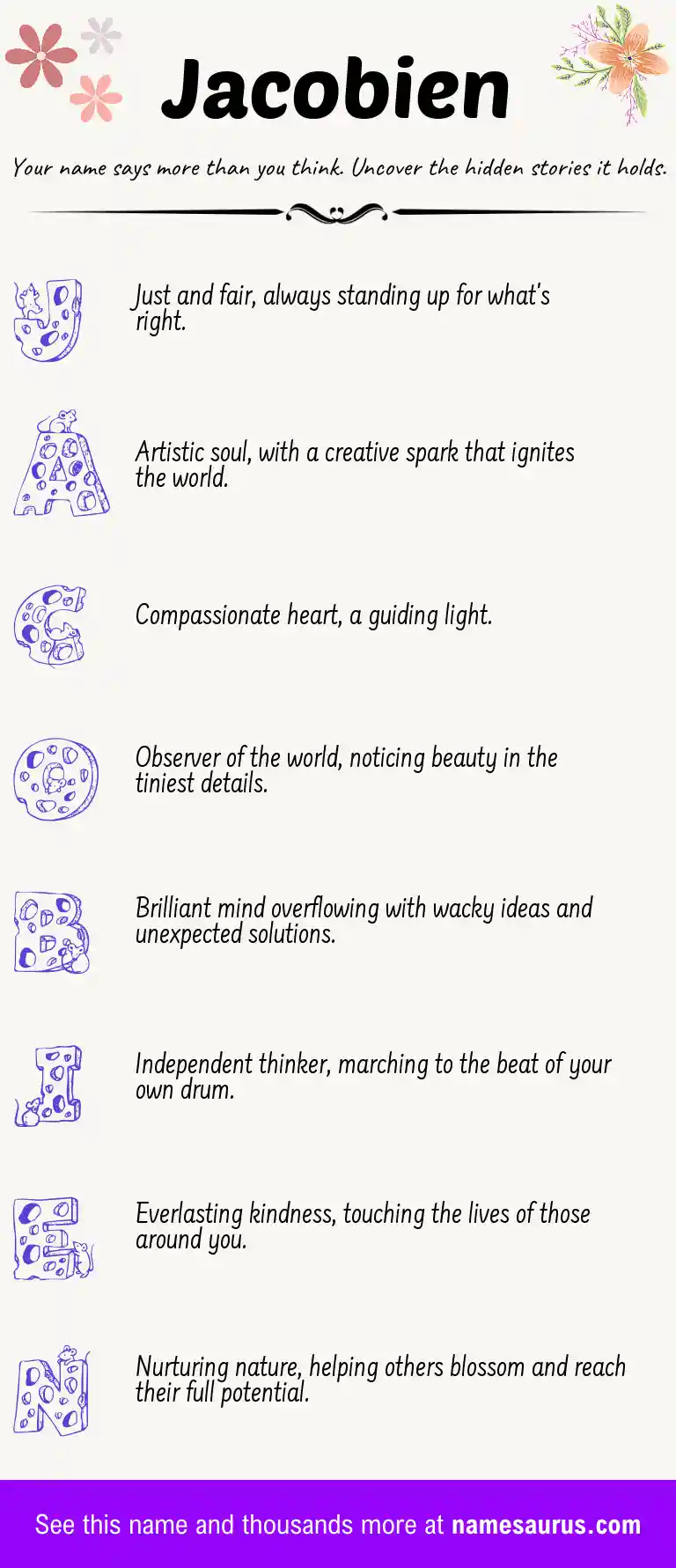 Acrostic poem about Jacobien.