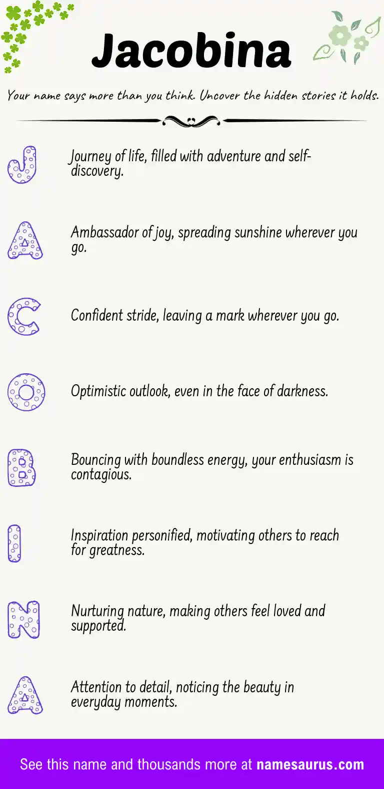 Acrostic poem about Jacobina.