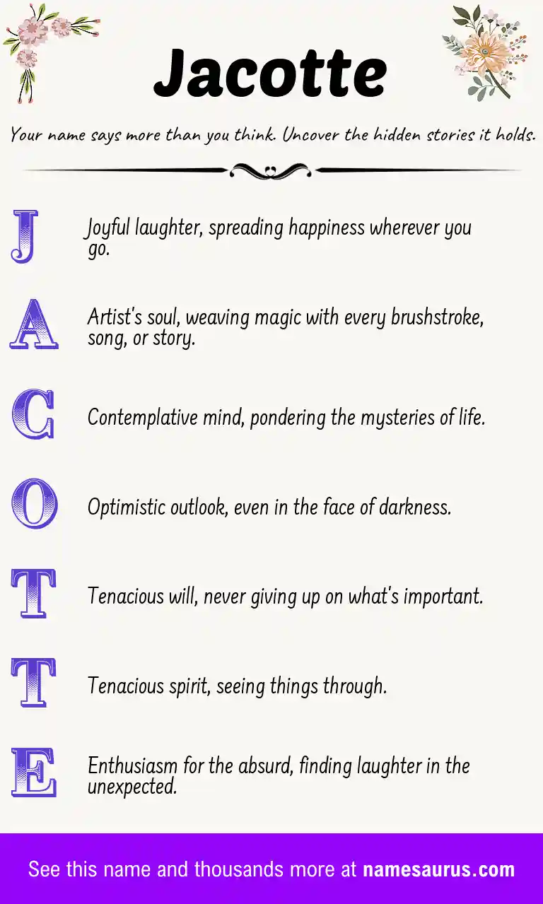 Acrostic poem about Jacotte.