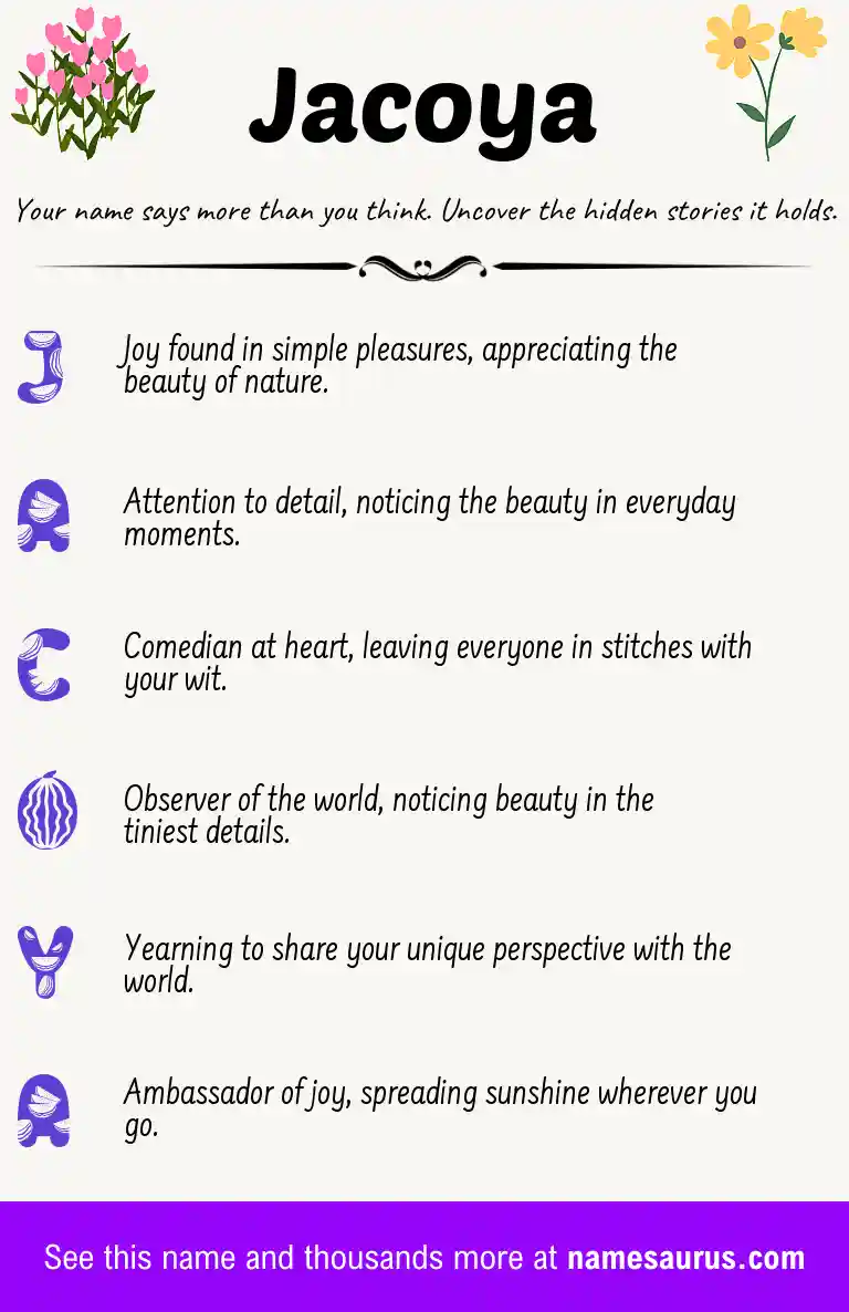 Acrostic poem about Jacoya.