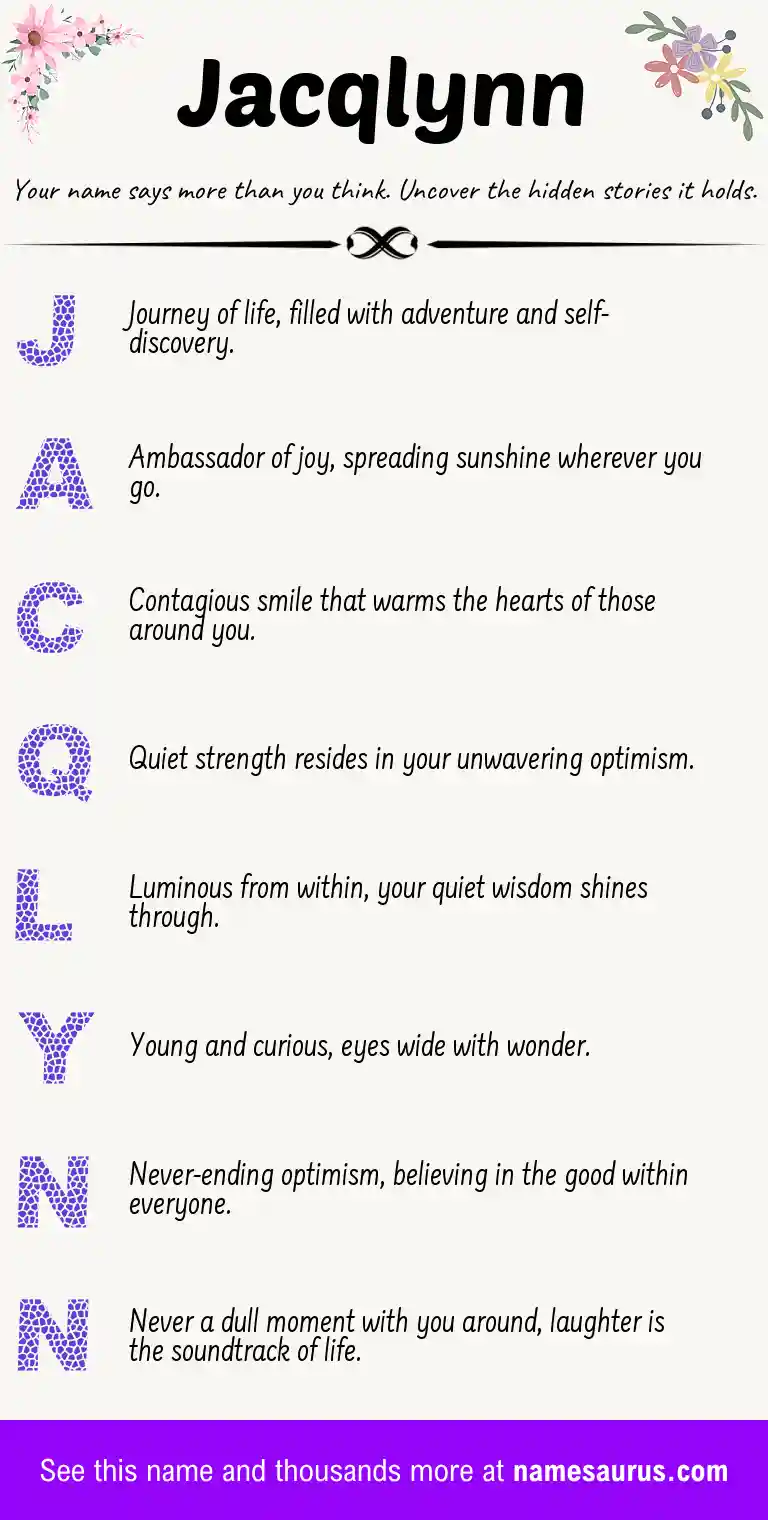 Acrostic poem about Jacqlynn.