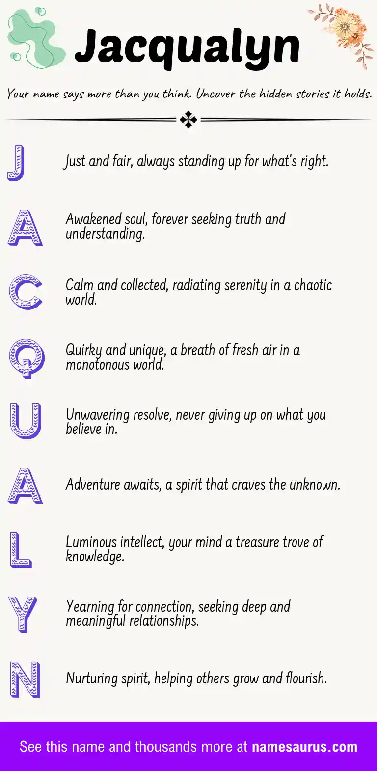 Acrostic poem about Jacqualyn.