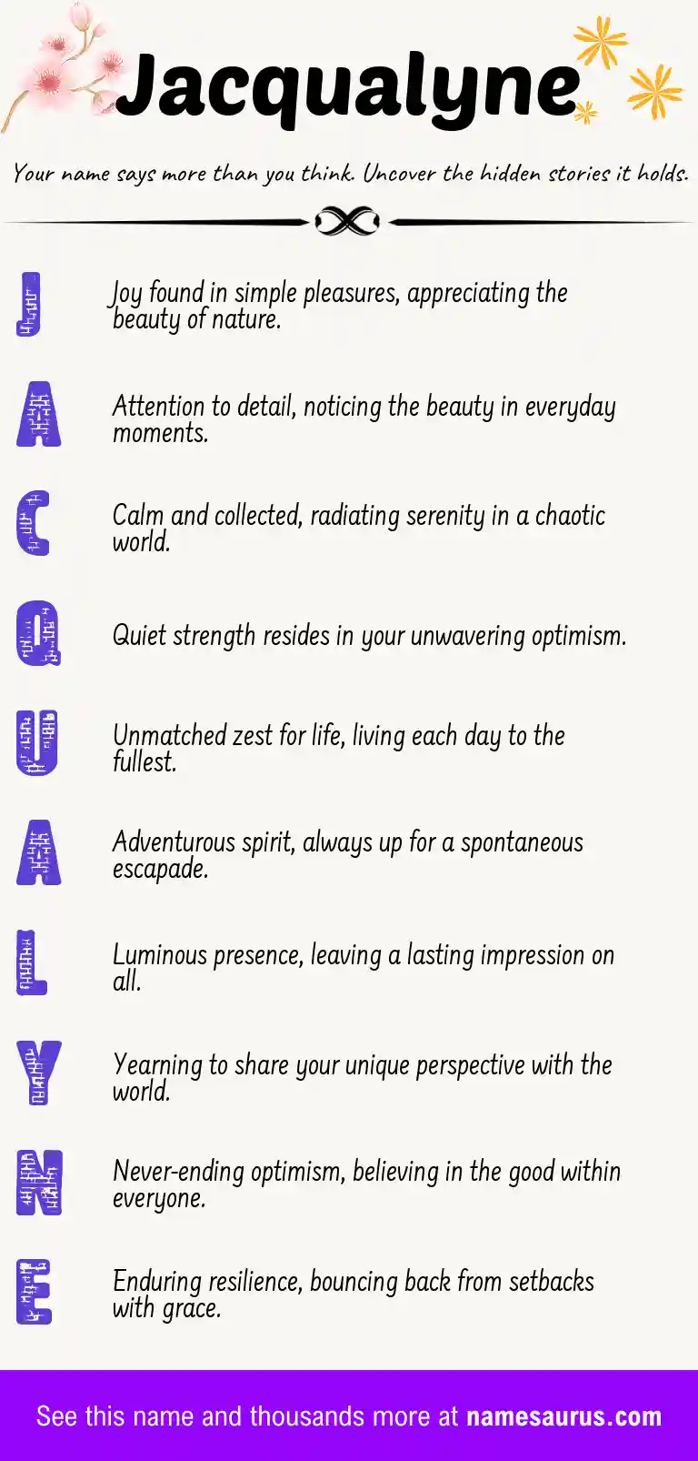 Acrostic poem about Jacqualyne.
