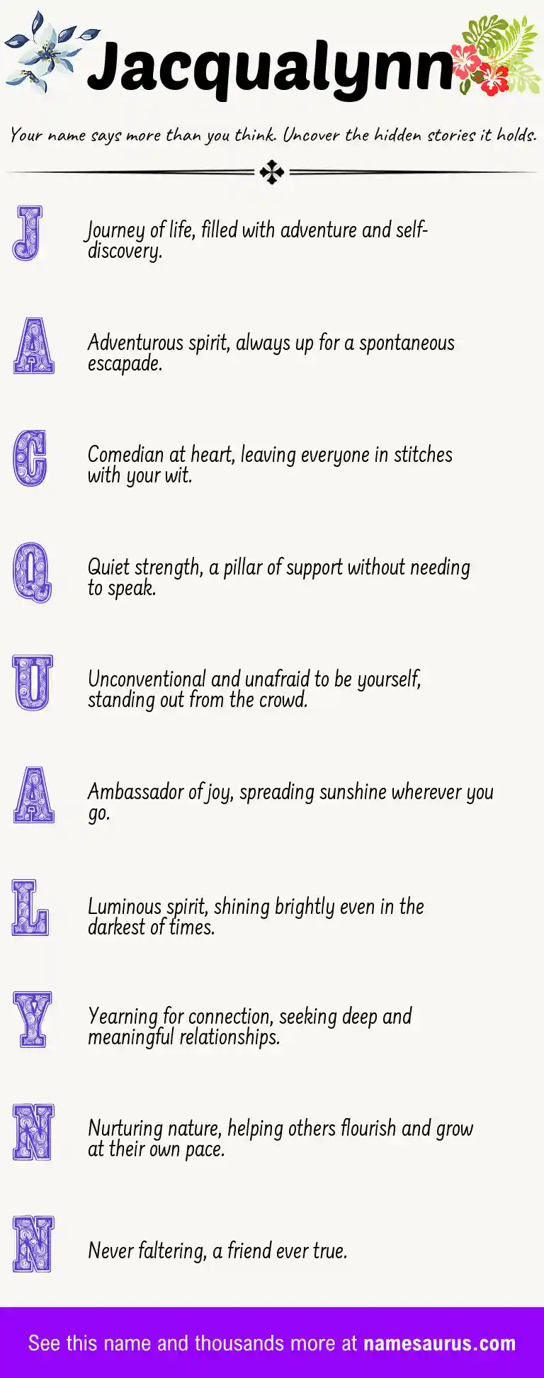 Acrostic poem about Jacqualynn.
