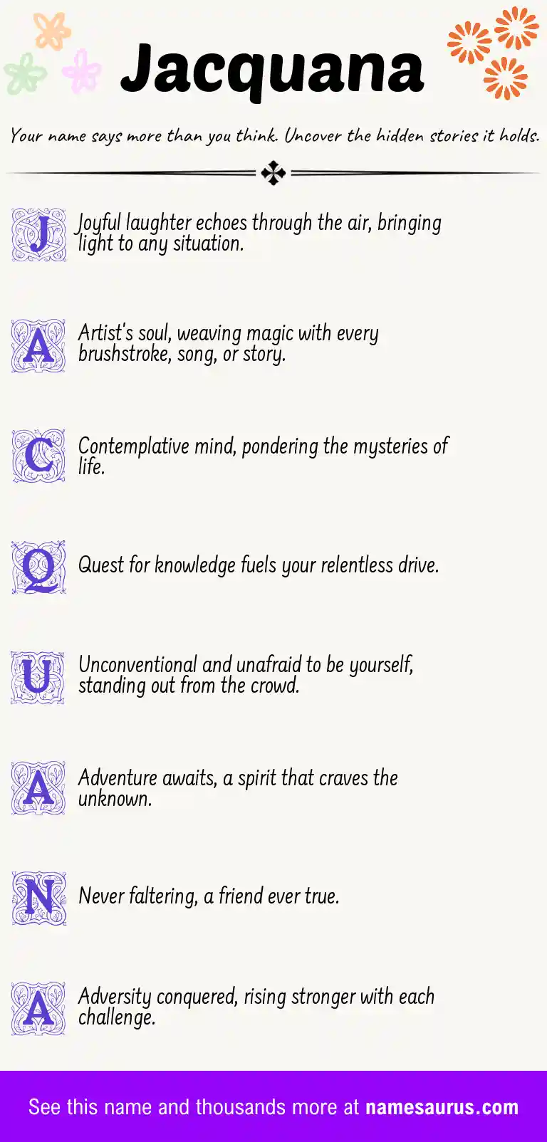Acrostic poem about Jacquana.