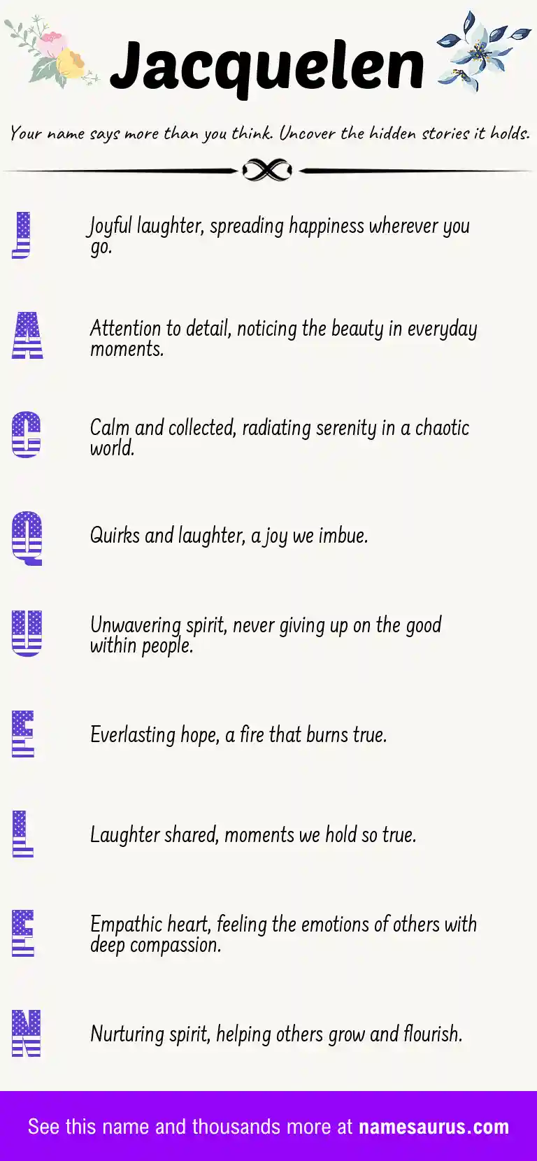 Acrostic poem about Jacquelen.