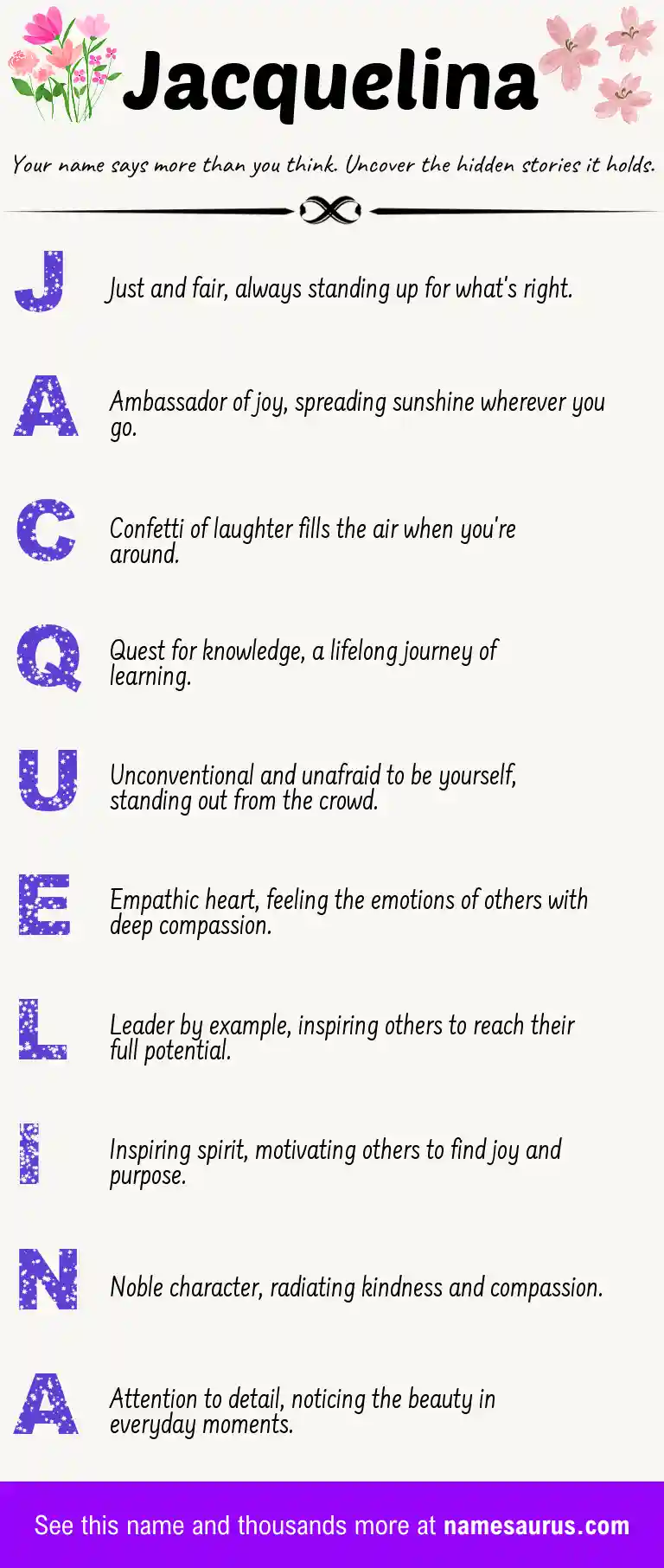 Acrostic poem about Jacquelina.