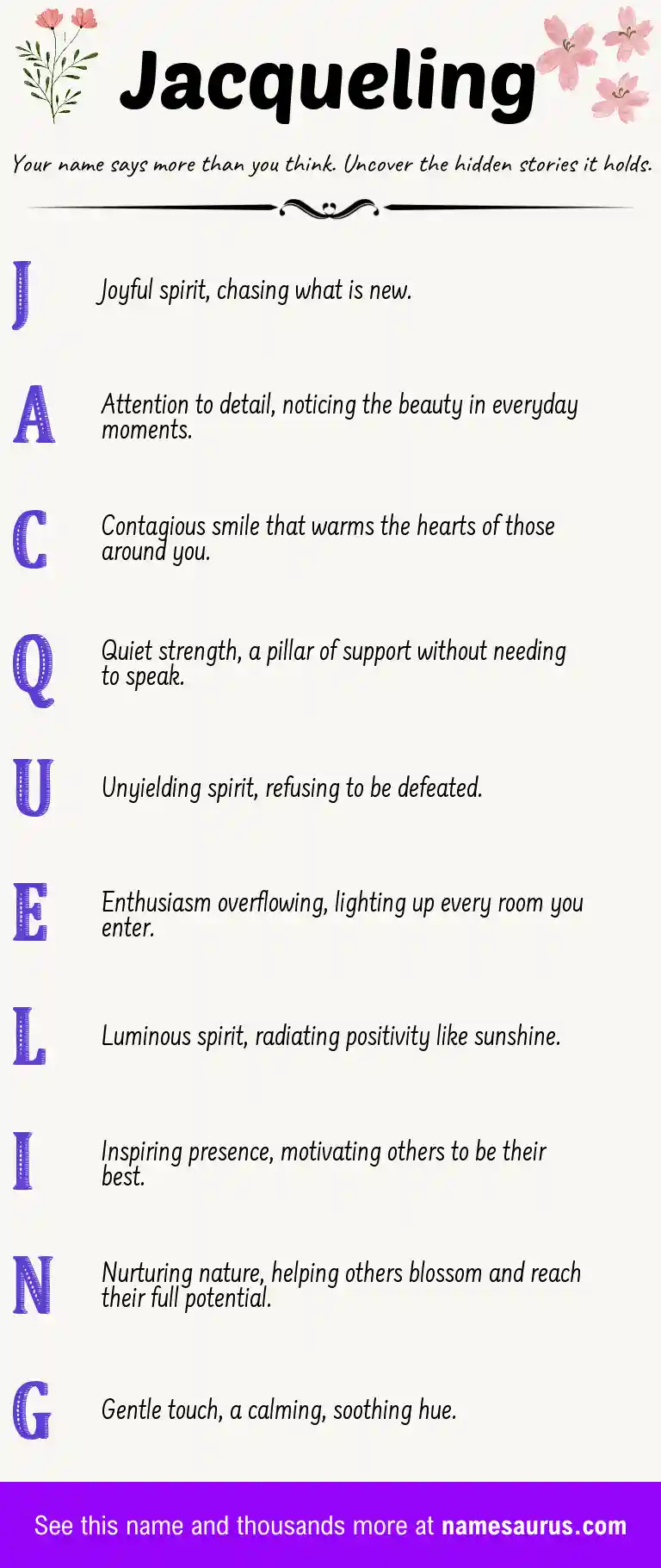 Acrostic poem about Jacqueling.