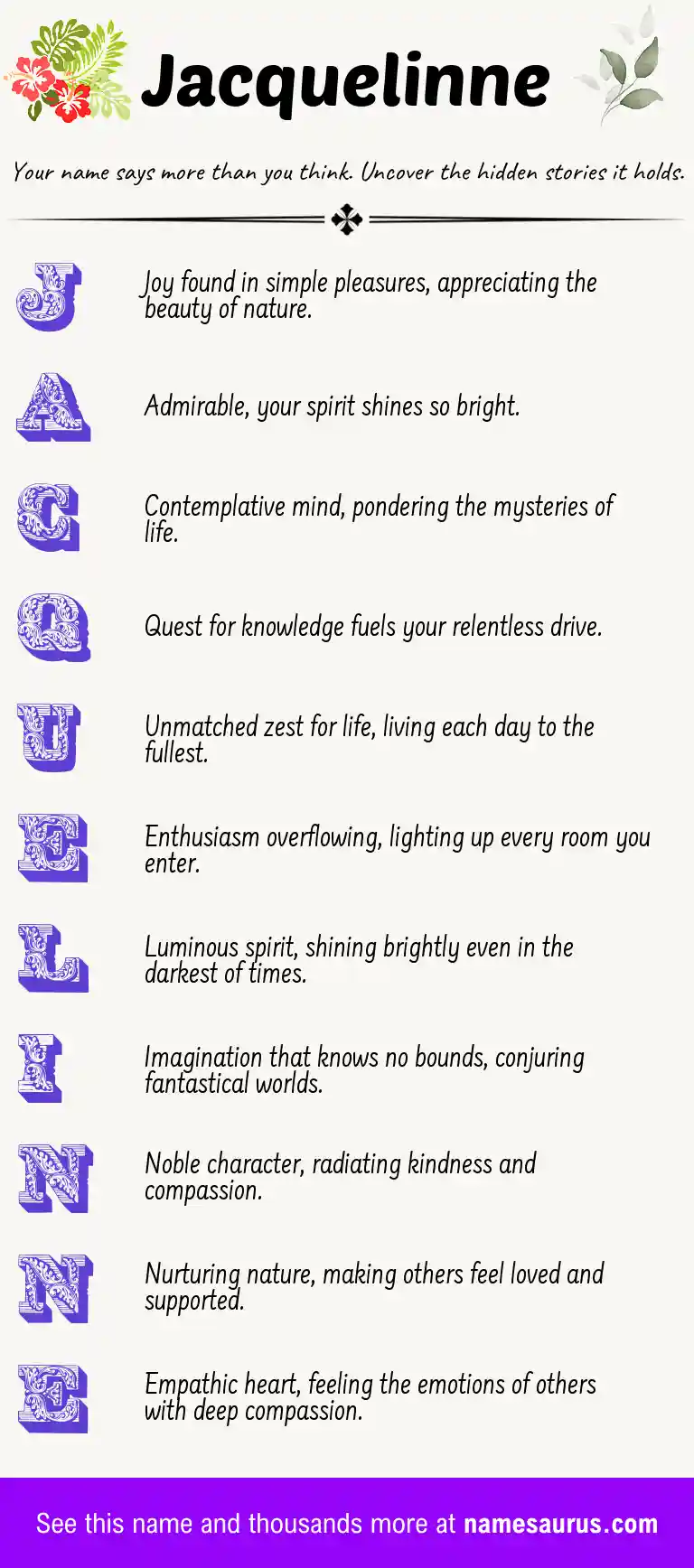 Acrostic poem about Jacquelinne.