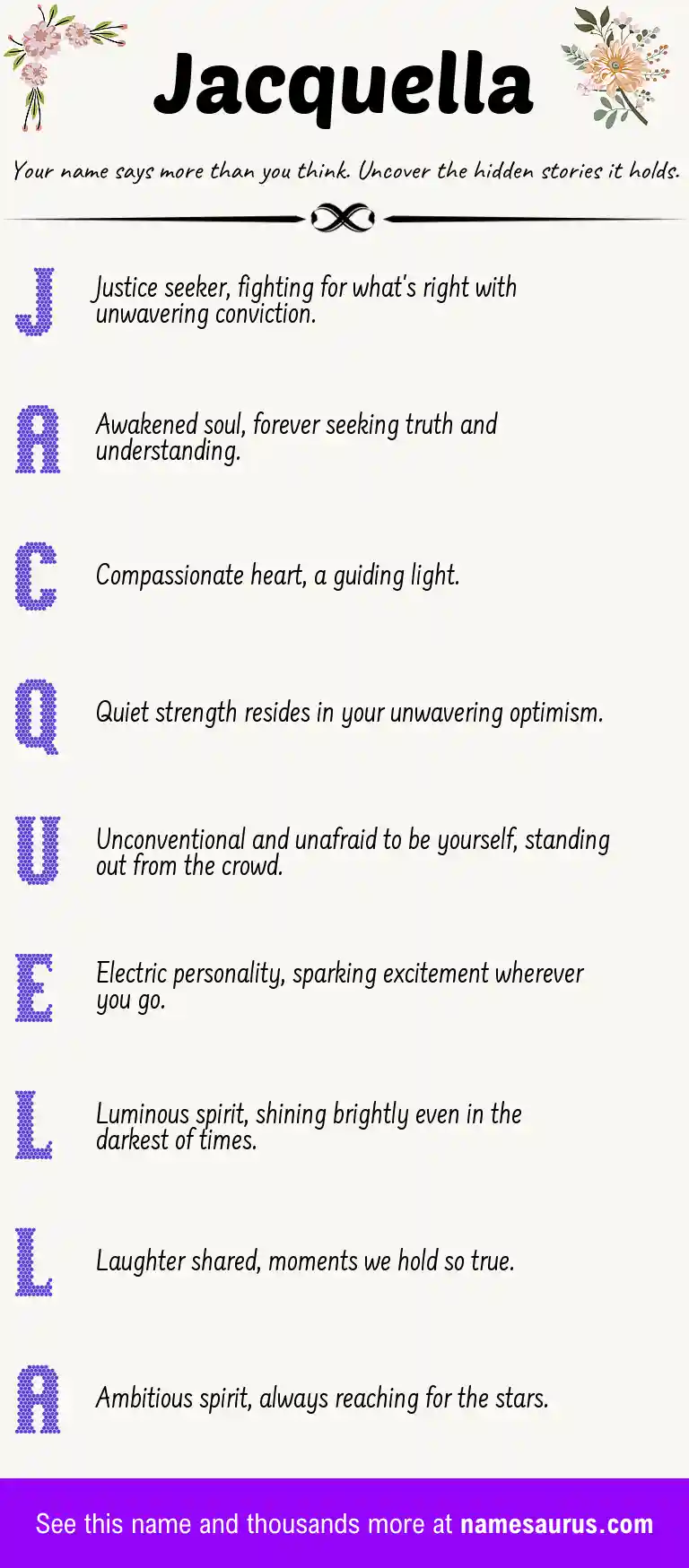 Acrostic poem about Jacquella.