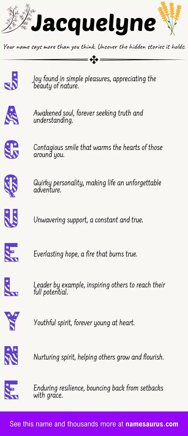 Acrostic poem about Jacquelyne.