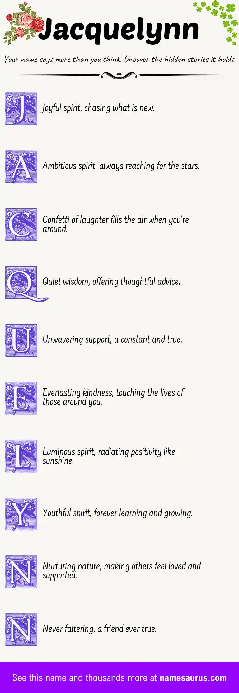 Acrostic poem about Jacquelynn.
