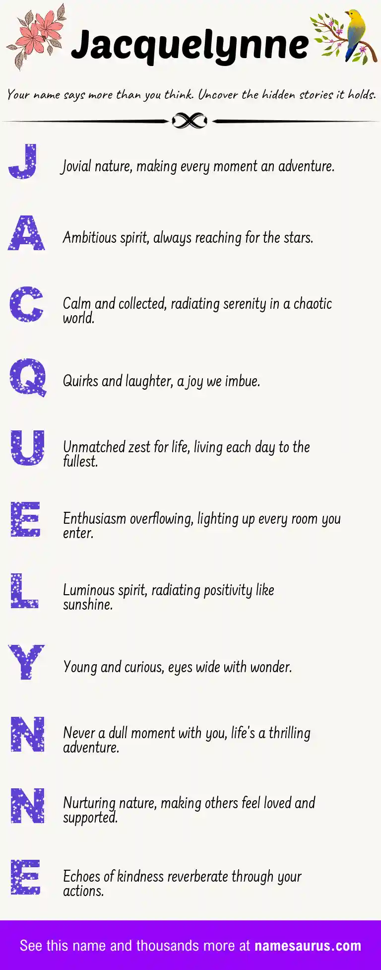 Acrostic poem about Jacquelynne.