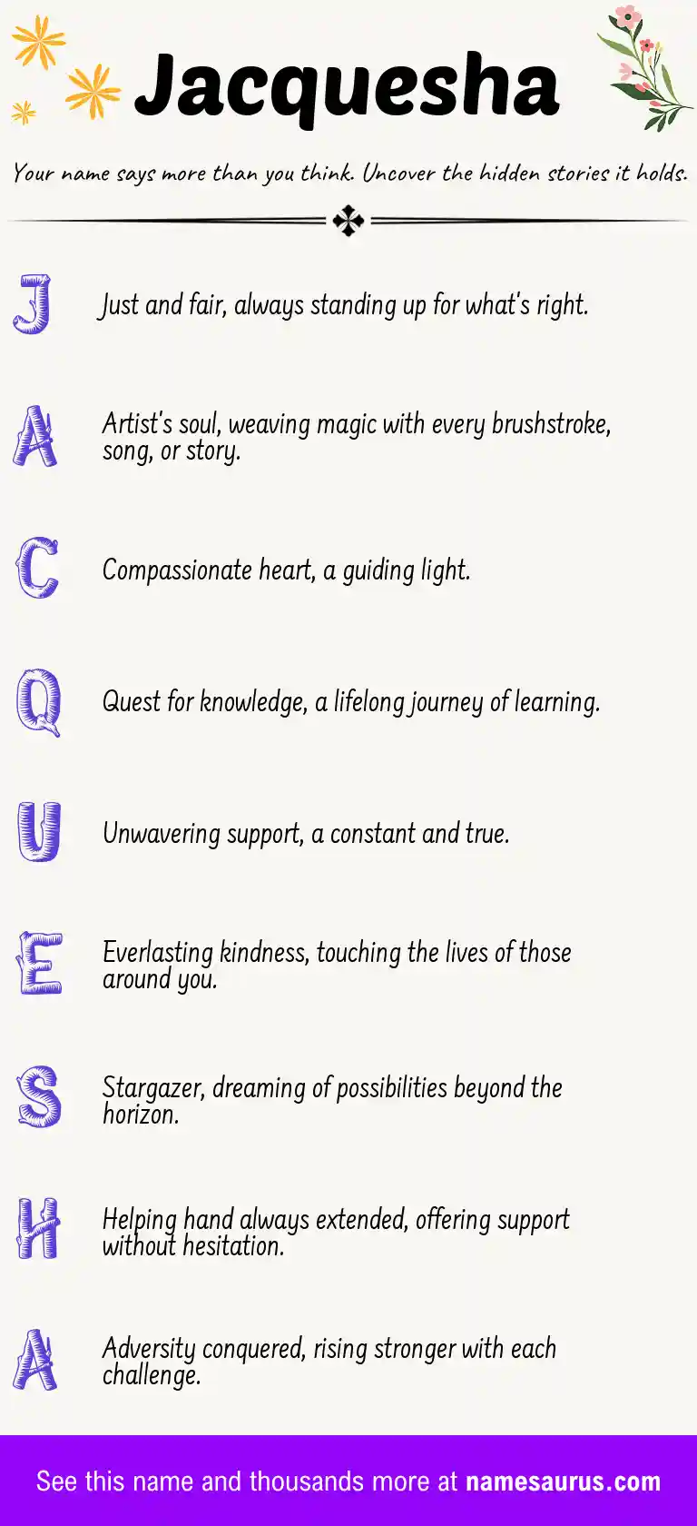 Acrostic poem about Jacquesha.