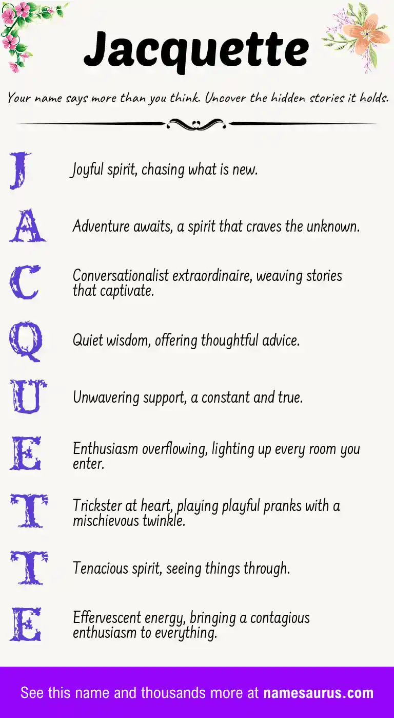 Acrostic poem about Jacquette.