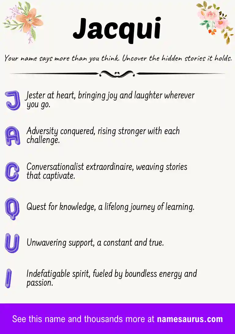 Acrostic poem about Jacqui.