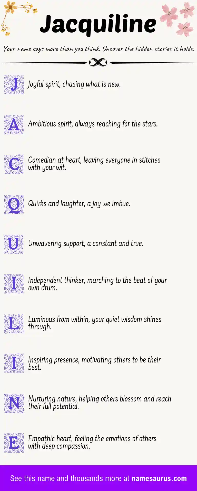 Acrostic poem about Jacquiline.
