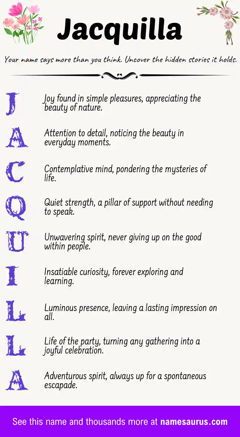 Acrostic poem about Jacquilla.